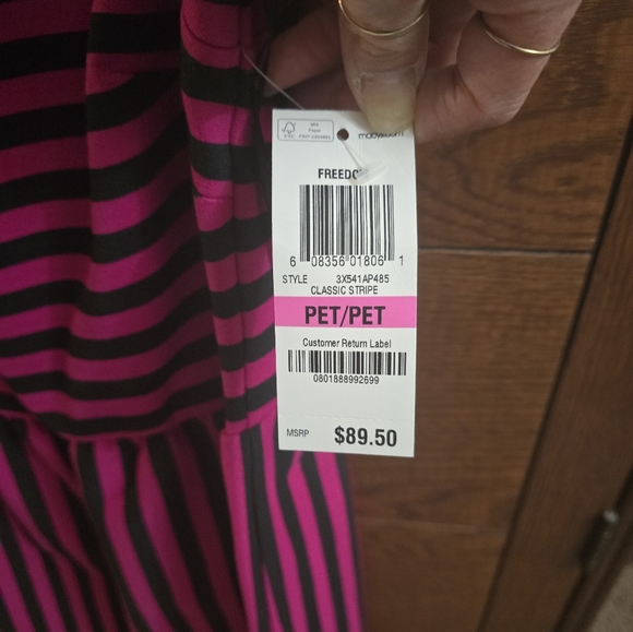 NEW- INC petite fuchsia and black striped summer dress. - Picture 2 of 3